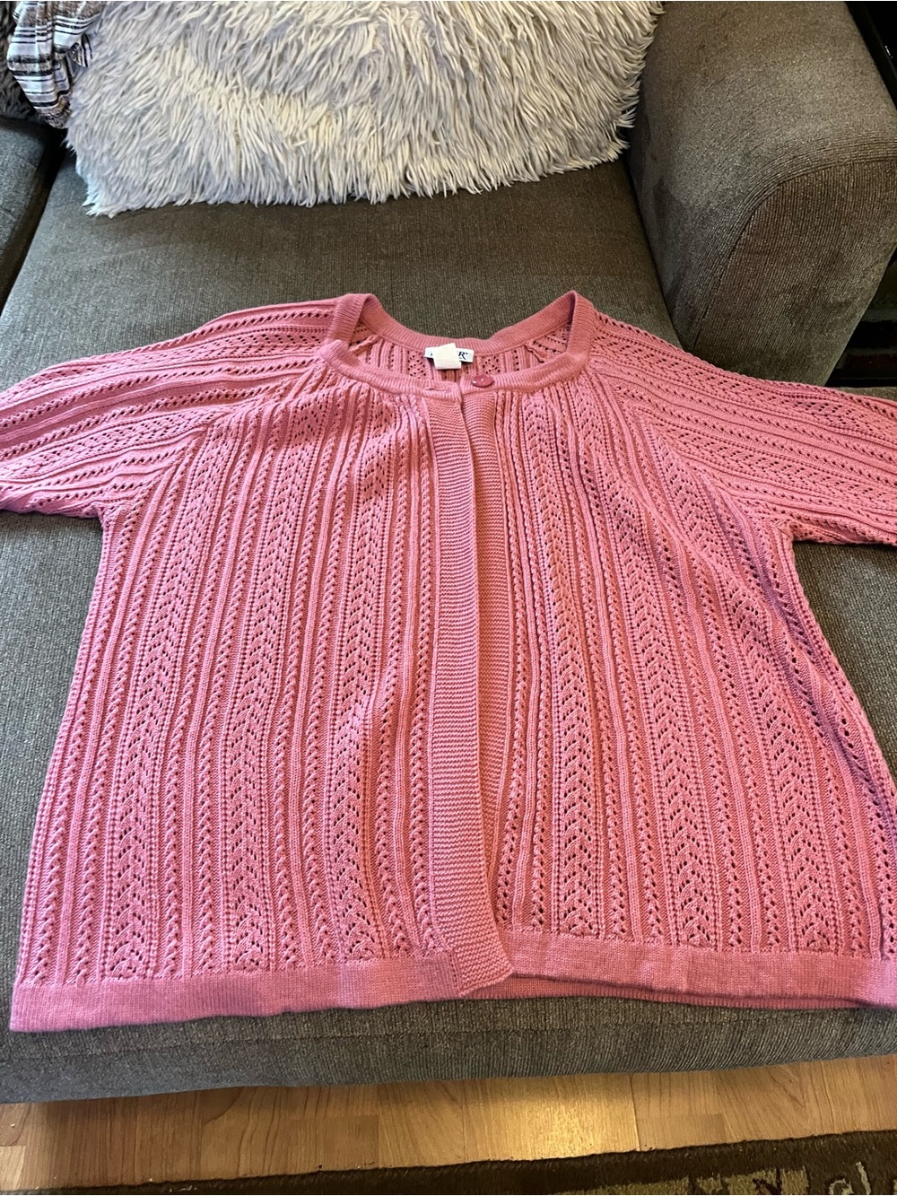 Blair Rose Pink Openwork Knit Cardigan